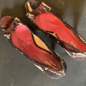 Kate Spade Gorgeous Peep toe  Multi brown snake skin Stilettos. Worn Once